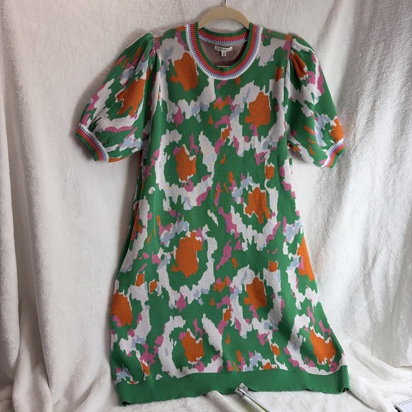 Jodifl Women's Short Sleeve Dress Multi Color Size Small pockets puffy sleeves - Picture 1 of 16